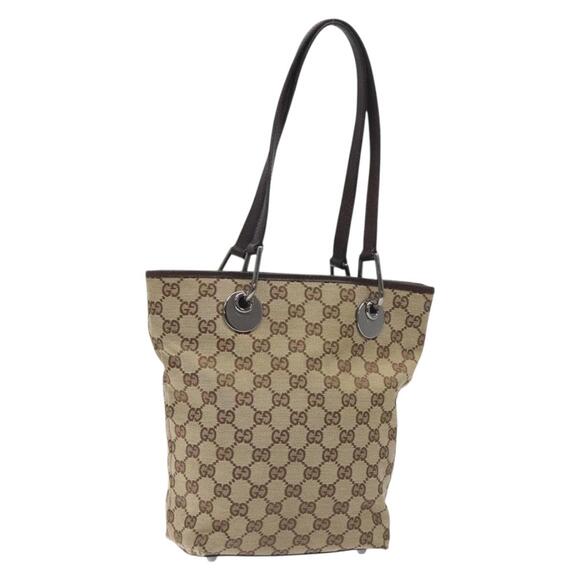 GUCCI GG Canvas Tote Bag Beige Silver - Picture 1 of 16